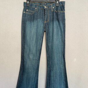 Frankie B Flare Jeans Size 6 Dark Wash Low Rise Y2K Bootcut Made in USA
